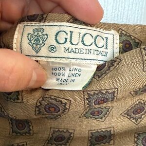 Vintage Gucci Brown Patterned Linen Maxi Flared Skirt - Made in Italy